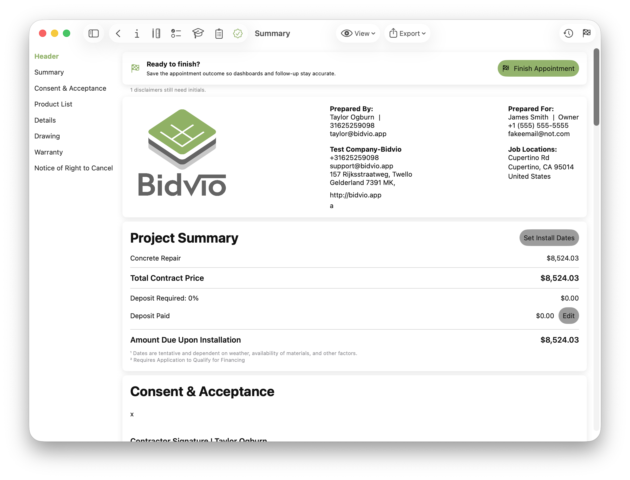 Contracts and customer documents