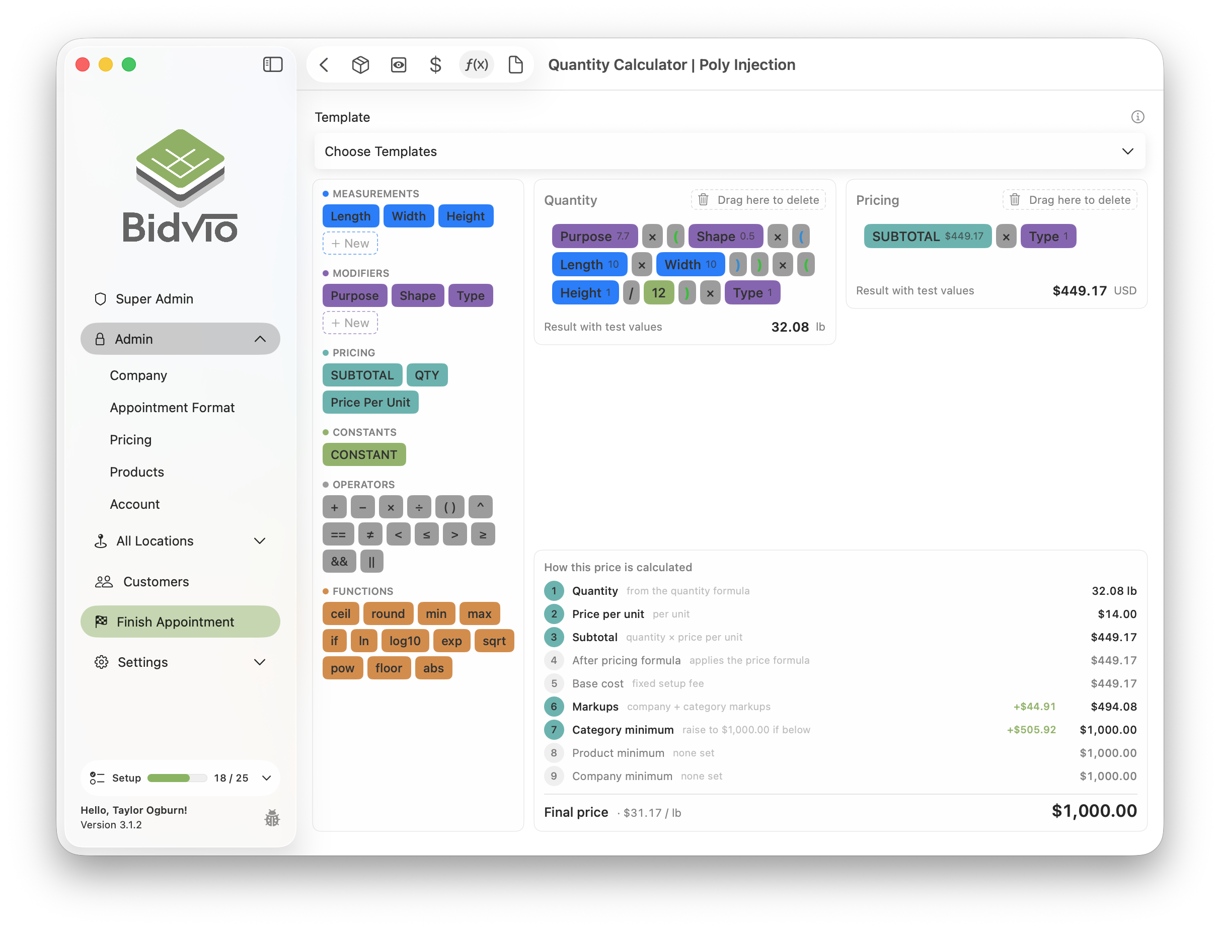 Products and pricing logic